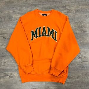 Steve & Barry's Orange Miami Embroidered Crewneck Sweater - Sz XL